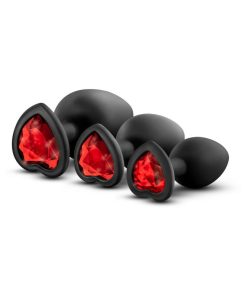 Luxe 3-Piece Bling Plug Training Kit With Red Gem Base Black