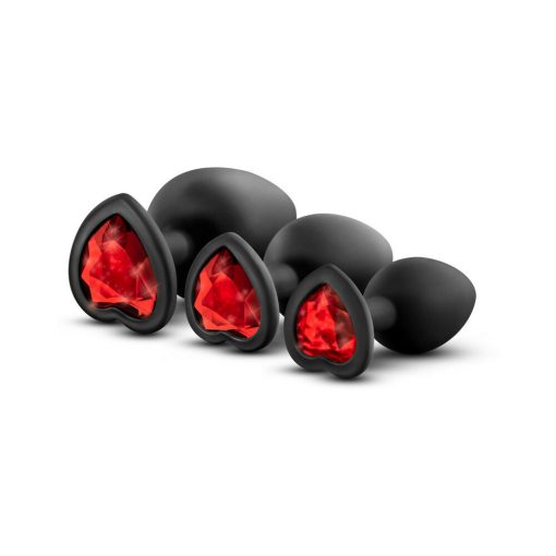 Luxe 3-Piece Bling Plug Training Kit With Red Gem Base Black - Image 4