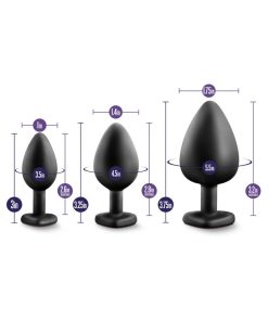 Luxe 3-Piece Bling Plug Training Kit With Red Gem Base Black