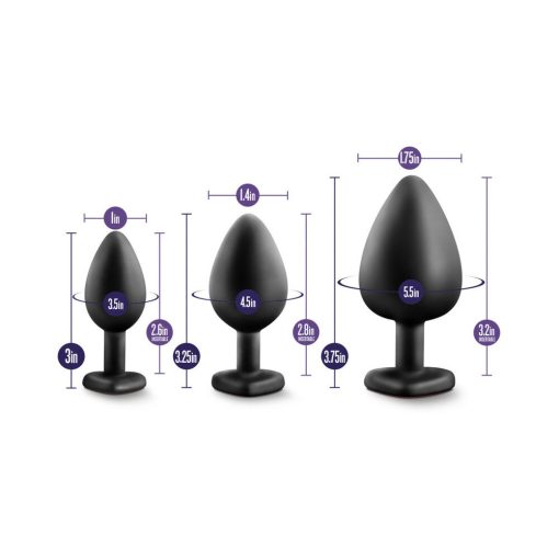 Luxe 3-Piece Bling Plug Training Kit With Red Gem Base Black - Image 7