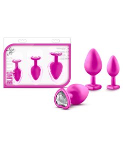 Luxe 3-Piece Bling Plug Training Kit With White Gem Base Pink