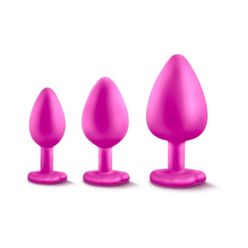 Luxe 3-Piece Bling Plug Training Kit With White Gem Base Pink - Image 2