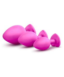 Luxe 3-Piece Bling Plug Training Kit With White Gem Base Pink