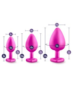 Luxe 3-Piece Bling Plug Training Kit With White Gem Base Pink