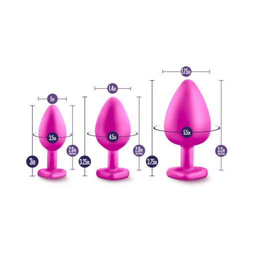 Luxe 3-Piece Bling Plug Training Kit With White Gem Base Pink - Image 7