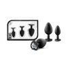 Luxe 3-Piece Bling Plug Training Kit With White Gem Base Black