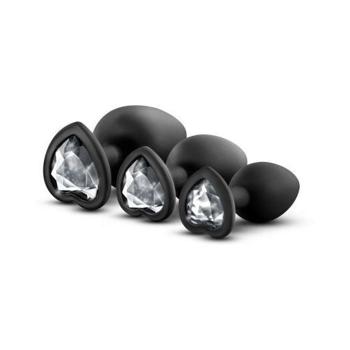 Luxe 3-Piece Bling Plug Training Kit With White Gem Base Black - Image 4