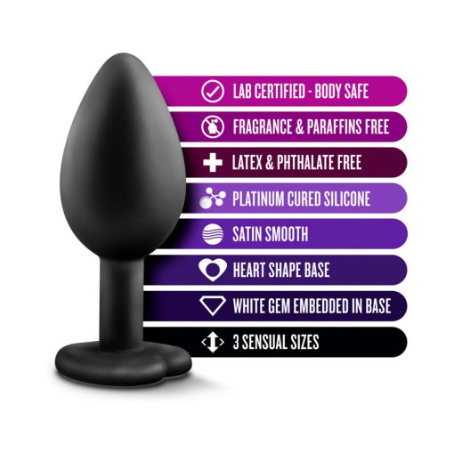 Luxe 3-Piece Bling Plug Training Kit With White Gem Base Black - Image 5