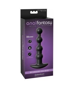 Anal Fantasy Elite Collection Rechargeable Anal Beads Silicone Plug Black