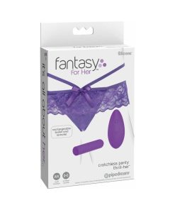 Fantasy For Her Crotchless Panty Thrill-Her & Vibrator Purple