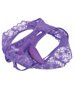 Fantasy For Her Crotchless Panty Thrill-Her & Vibrator Purple