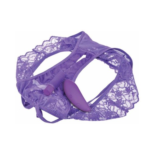 Fantasy For Her Crotchless Panty Thrill-Her & Vibrator Purple - Image 4