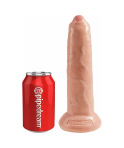 King Cock 9 In. Uncut Cock Realistic Dildo With Moveable Foreskin & Suction Cup Beige