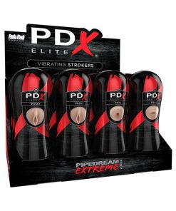 Pdx Elite Vibrating Stroker Display 12-Pack (Pussy