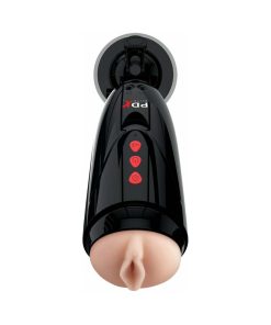 Pdx Elite Dirty Talk Rechargeable Vibrating Starter Stroker With Hands-Free Suction Cup Beige/Black