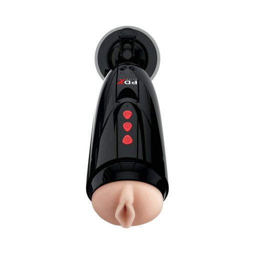 Pdx Elite Dirty Talk Rechargeable Vibrating Starter Stroker With Hands-Free Suction Cup Beige/Black - Image 2