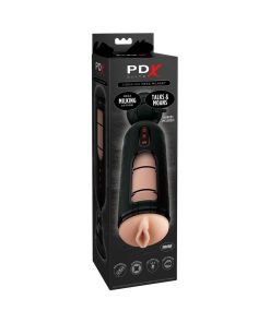 Pdx Elite Vibrating Mega Milker Rechargeable Stroker With Hands-Free Suction Cup Beige/Black