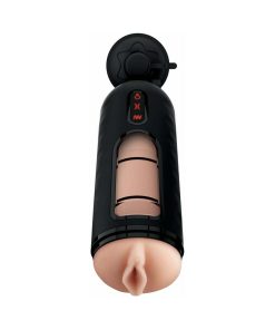 Pdx Elite Vibrating Mega Milker Rechargeable Stroker With Hands-Free Suction Cup Beige/Black