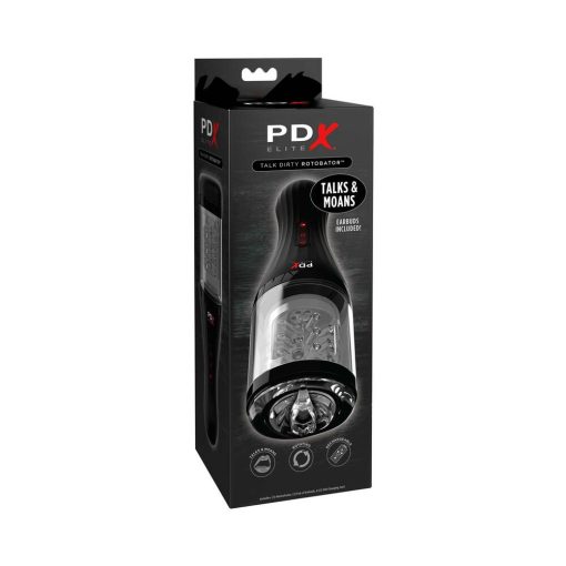 Pdx Elite Talk Dirty Rotobator Rechargeable Rotating Masturbator Clear/Black