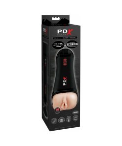 Pdx Elite Talk-Back Rechargeable Vibrating Super Stroker With Hands-Free Suction Cup Beige/Black