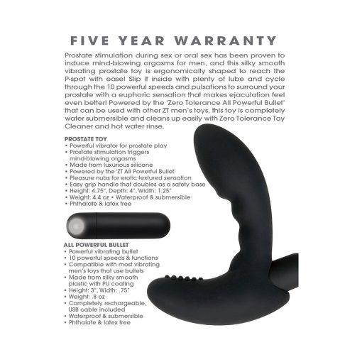 Zero Tolerance Eternal P-Spot Rechargeable Vibrating Prostate Massager Black - Image 12