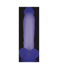 Evolved Luminous Poseable Glow In The Dark 8 In. Dildo With Balls Clear/Purple