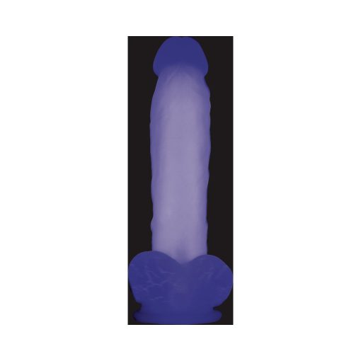 Evolved Luminous Poseable Glow In The Dark 8 In. Dildo With Balls Clear/Purple - Image 6