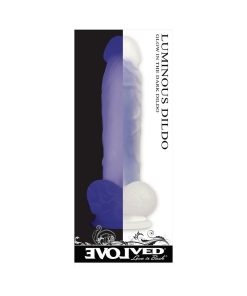 Evolved Luminous Poseable Glow In The Dark 8 In. Dildo With Balls Clear/Purple