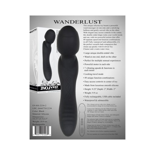 Evolved Wanderlust Rechargeable Dual-Ended Silicone Wand Vibrator Black - Image 10