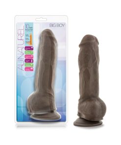 Au Naturel Big Boy 10 In. Posable Dual Density Dildo With Balls Brown