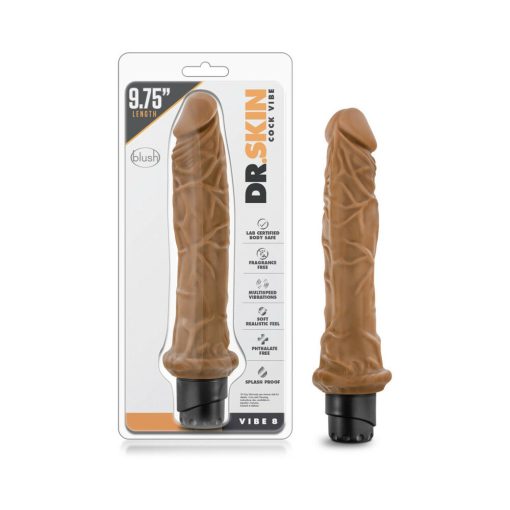 Dr. Skin Vibe 8 Realistic 9.75 In. Vibrating Dildo Tan