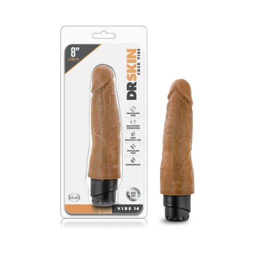 Dr. Skin Vibe 14 Realistic 8 In. Vibrating Dildo Tan