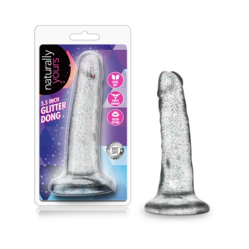 Naturally Yours 5.5 In. Glitter Dong Realistic Dildo Sparkling Clear