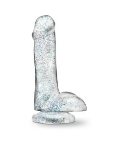 Naturally Yours 6 In. Glitter Cock Realistic Dildo With Balls Sparkling Clear