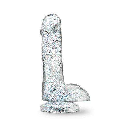 Naturally Yours 6 In. Glitter Cock Realistic Dildo With Balls Sparkling Clear - Image 3