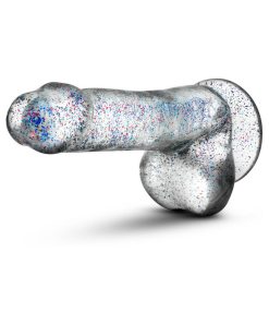Naturally Yours 6 In. Glitter Cock Realistic Dildo With Balls Sparkling Clear