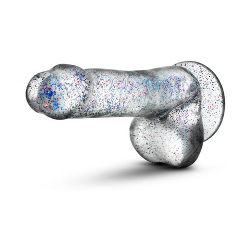 Naturally Yours 6 In. Glitter Cock Realistic Dildo With Balls Sparkling Clear - Image 4