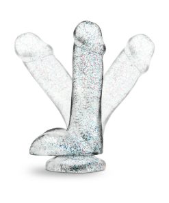 Naturally Yours 6 In. Glitter Cock Realistic Dildo With Balls Sparkling Clear