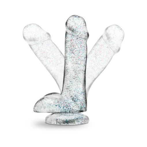 Naturally Yours 6 In. Glitter Cock Realistic Dildo With Balls Sparkling Clear - Image 7