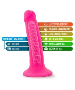 Neo 6 In. Dual Density Dildo Neon Pink