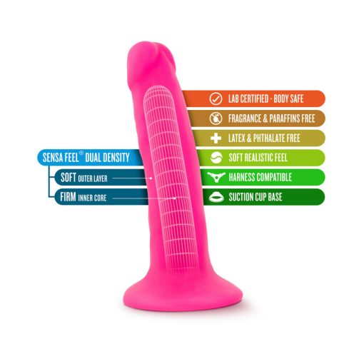 Neo 6 In. Dual Density Dildo Neon Pink - Image 6