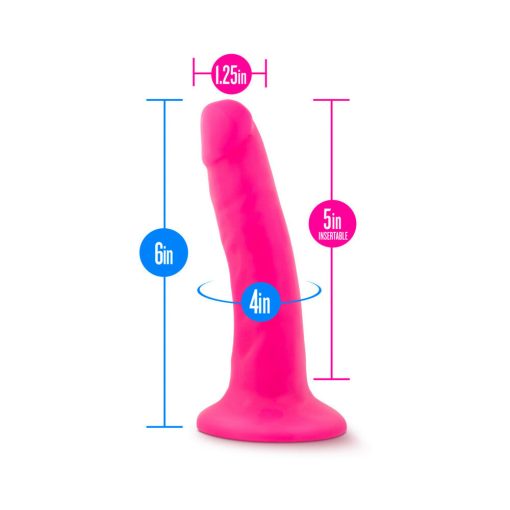 Neo 6 In. Dual Density Dildo Neon Pink - Image 9