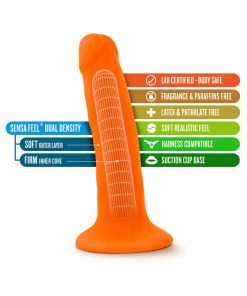 Neo 6 In. Dual Density Dildo Neon Orange
