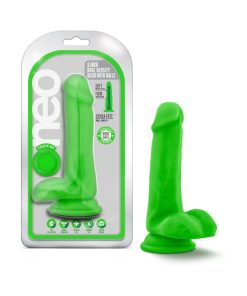 Neo 6 In. Dual Density Dildo With Balls Neon Green