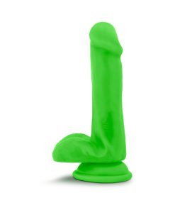 Neo 6 In. Dual Density Dildo With Balls Neon Green