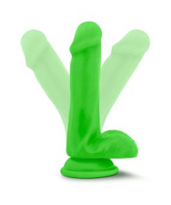 Neo 6 In. Dual Density Dildo With Balls Neon Green