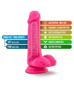 Neo 6 In. Dual Density Dildo With Balls Neon Pink