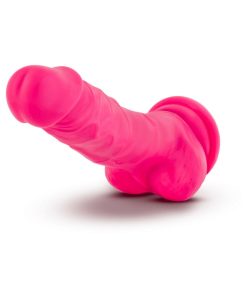 Neo 7.5 In. Dual Density Dildo With Balls Neon Pink