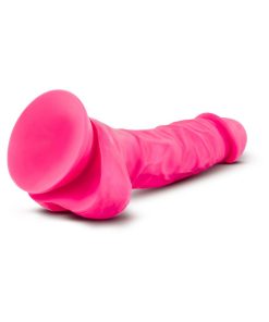 Neo 7.5 In. Dual Density Dildo With Balls Neon Pink