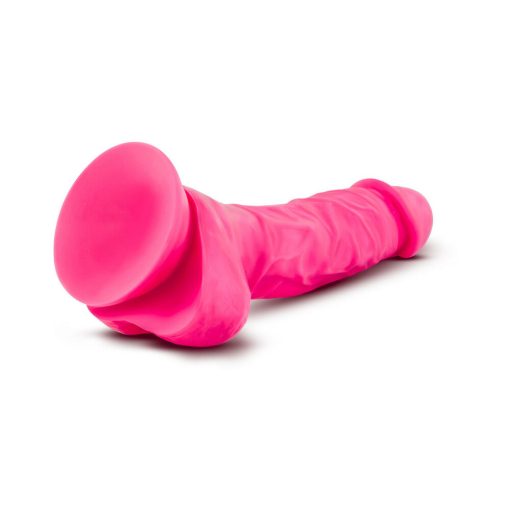 Neo 7.5 In. Dual Density Dildo With Balls Neon Pink - Image 4